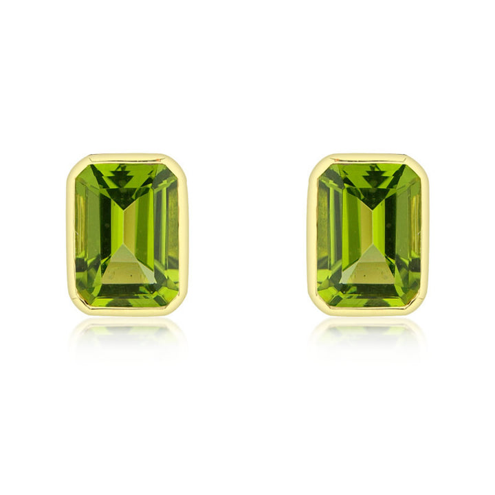 9ct Gold Octagonal Peridot Earrings