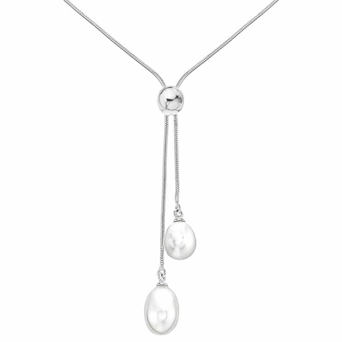 Sterling Silver Pearl Y-Drop Necklace