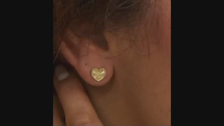 9ct Gold Rainbow Heart Stud Earrings