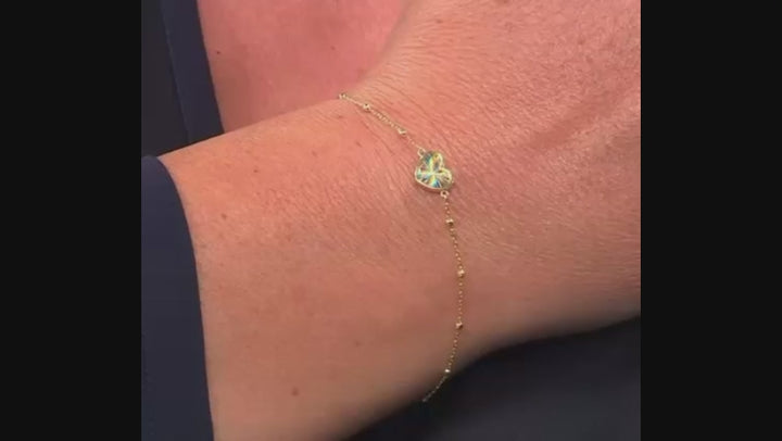 9ct Gold Rainbow Heart Bead Bracelet