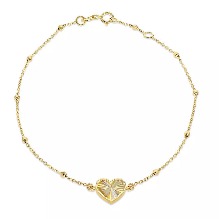 9ct Gold Rainbow Heart Bead Bracelet