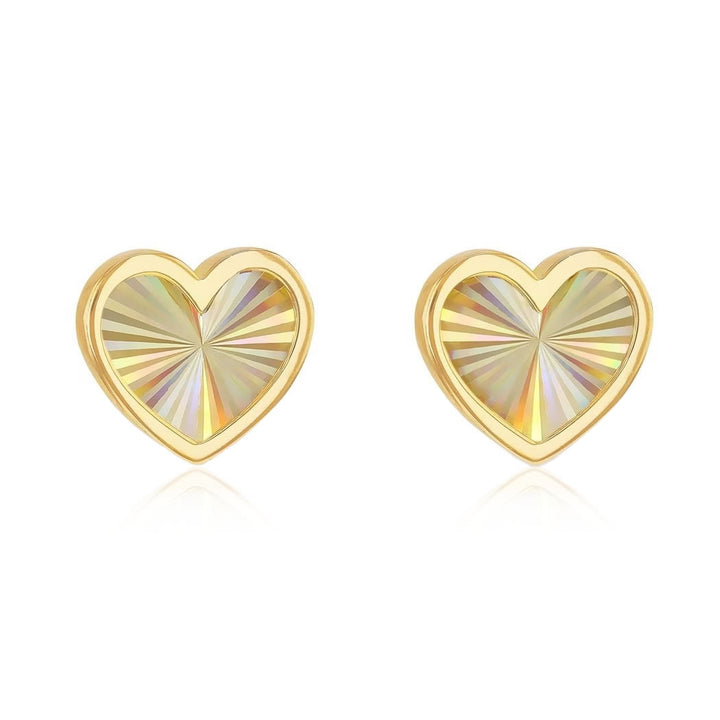 9ct Gold Rainbow Heart Stud Earrings