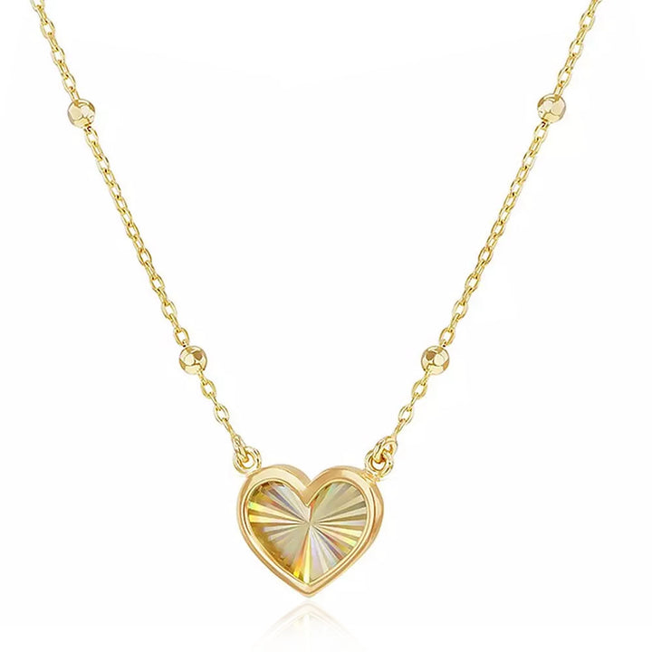 9ct Gold Rainbow Heart Bead Necklace