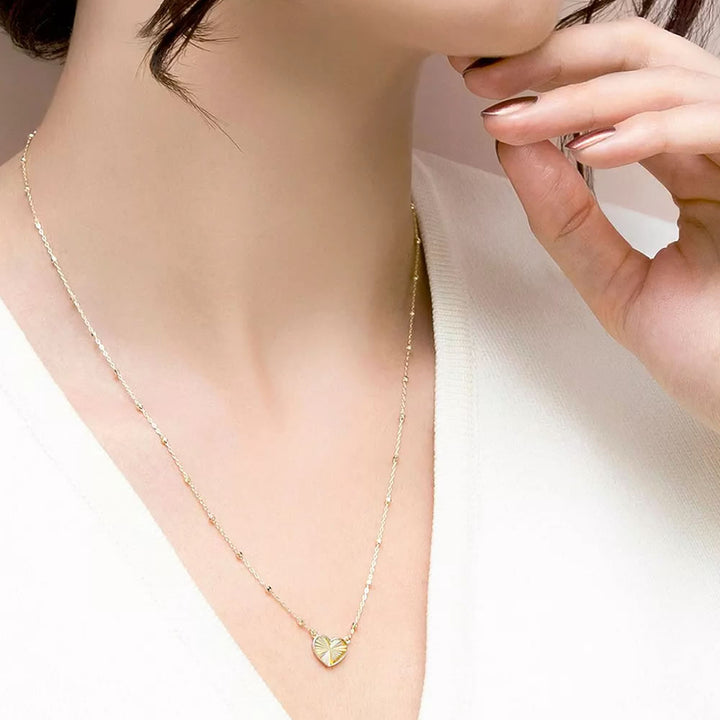 9ct Gold Rainbow Heart Bead Necklace