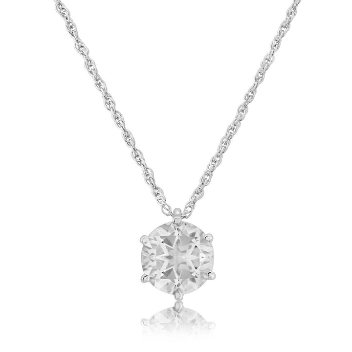 9ct White Gold Rock Crystal Solitaire Pendant
