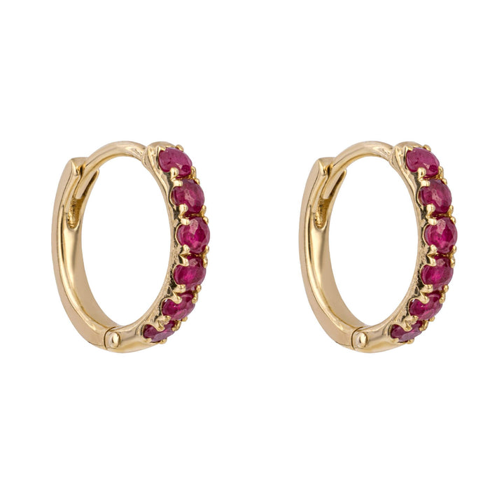 9ct Gold Ruby Hoop Earrings