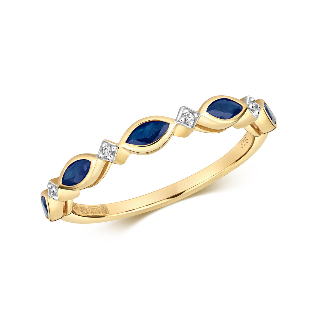 9ct Gold Marquise Sapphire & Diamond Eternity Ring