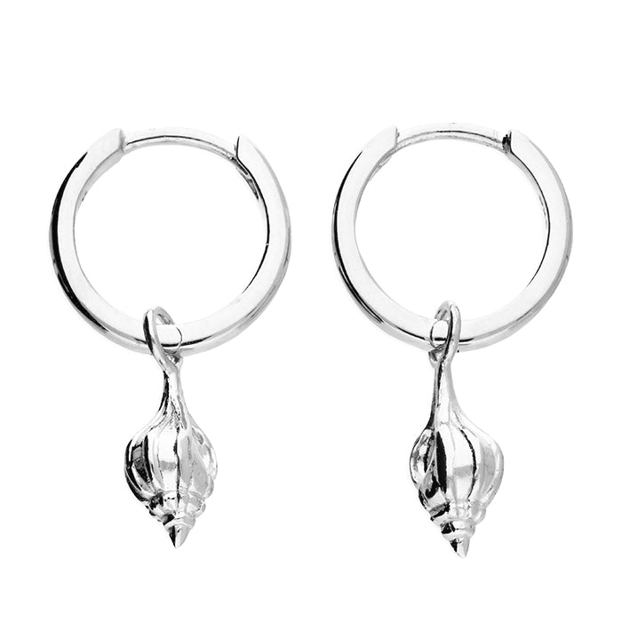 Sterling Silver Shell Hoop Earrings