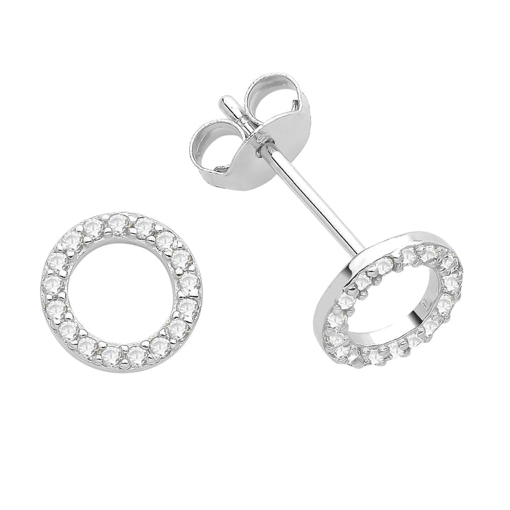 Sterling Silver Circle Stud Earrings