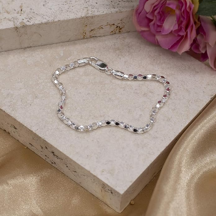 Sterling Silver Sparkle Disc Bracelet