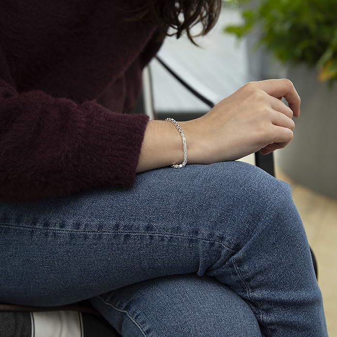 Sterling Silver Sparkle Disc Bracelet