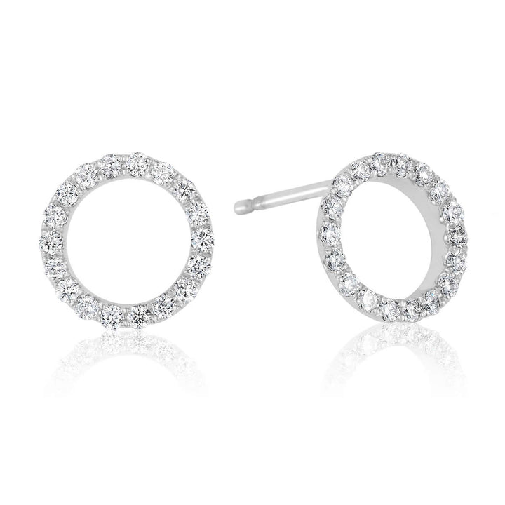 Silver Cubic Zirconia Halo Circle Earrings