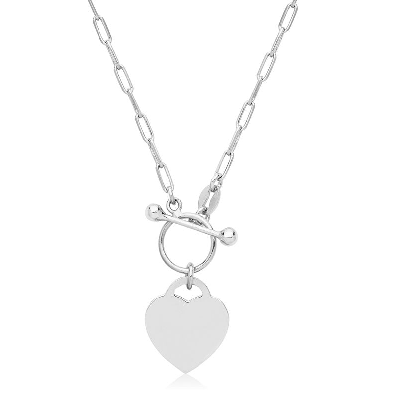 Silver Personalised Heart T-Bar Necklace