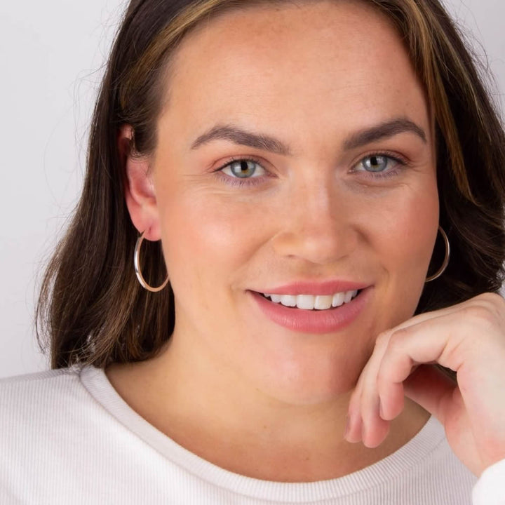 Silver Square Cut Tube Hoop Earrings