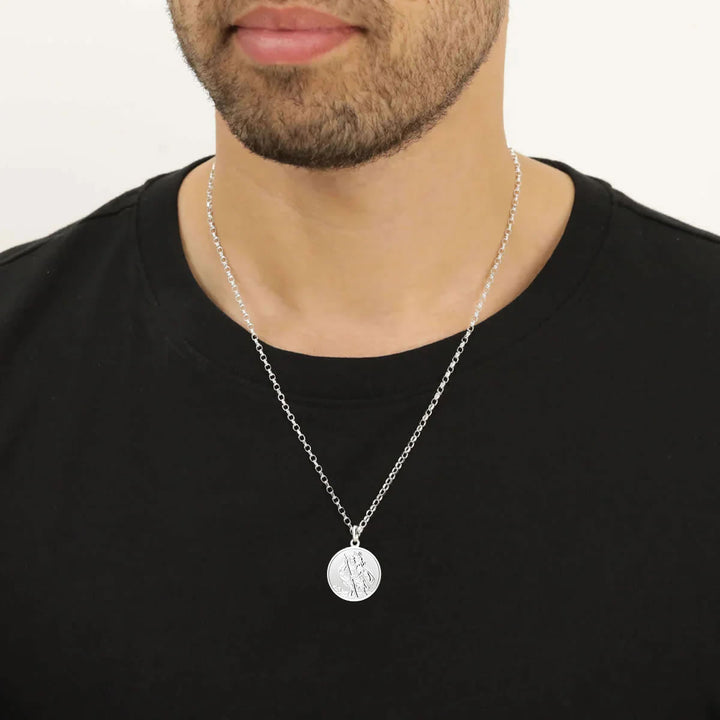 Men's Solid Silver St Christopher Pendant