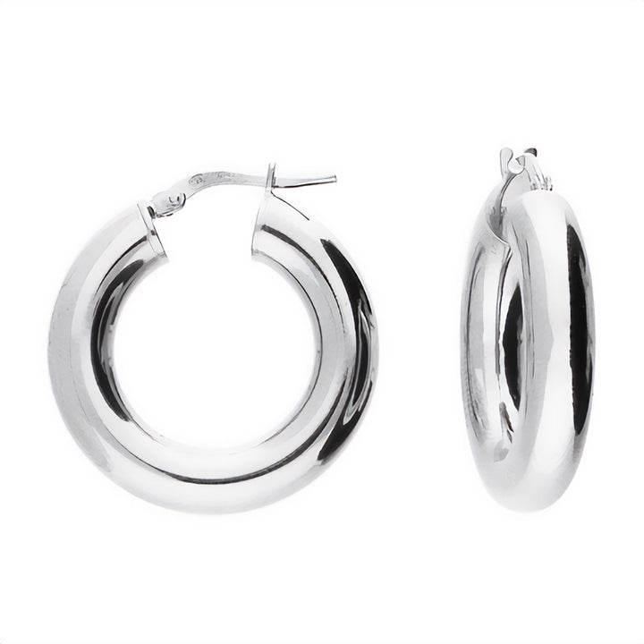 Sterling Silver Thick Hoop Earrings