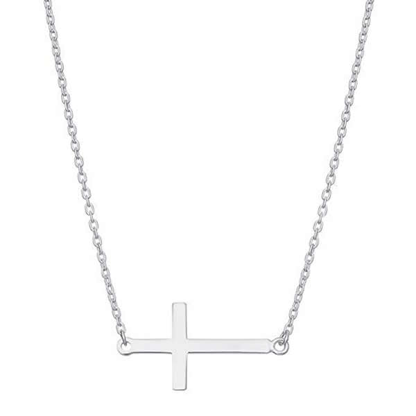 Silver Sideways Cross Pendant