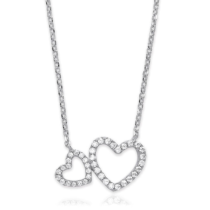 Sterling Silver Linked Hearts Pendant Necklace