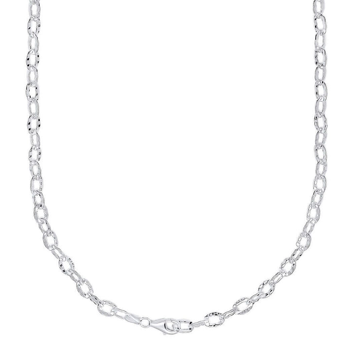 Silver Hammered Oval Link Chain Necklace