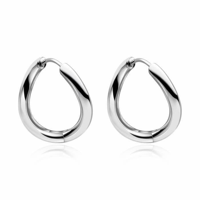 Silver Hinged Twist Hoop Earrings