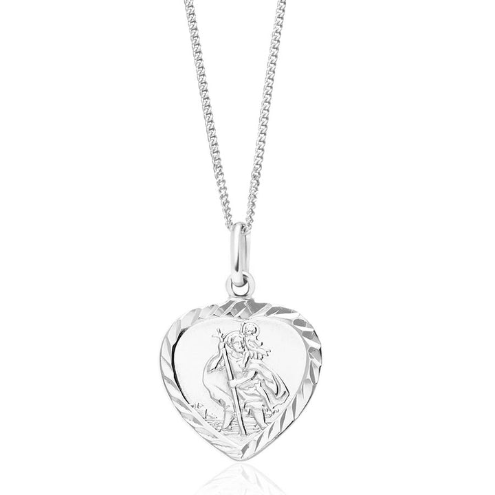 Sterling Silver St Christopher Heart Pendant