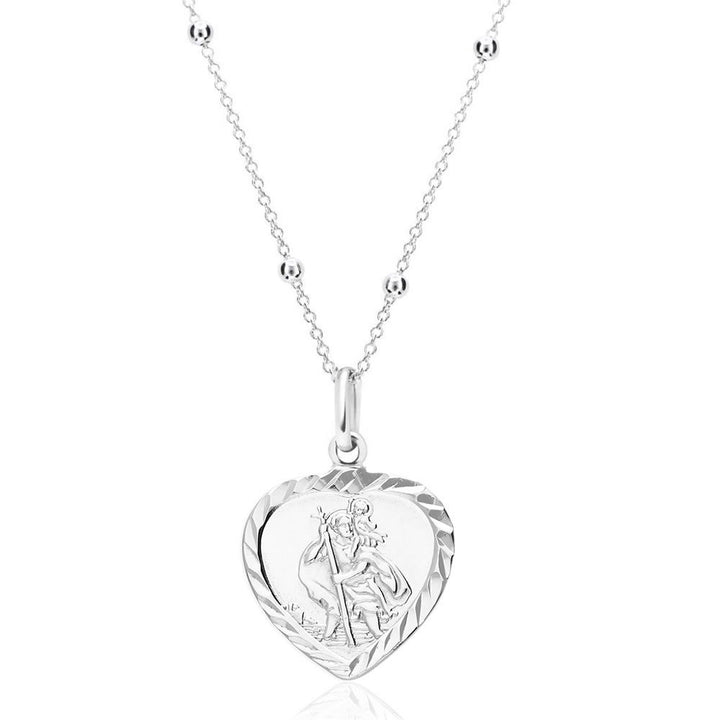 Sterling Silver St Christopher Heart Pendant