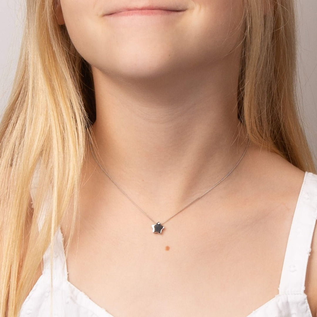 Children's Silver Diamond Star Slider Pendant