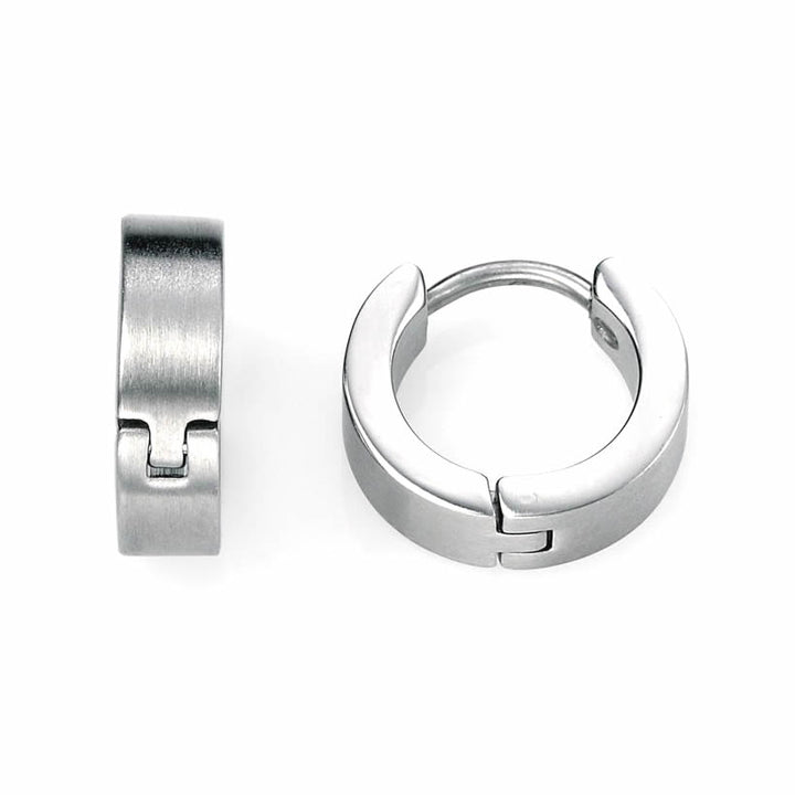 Men's Brushed Texture Hinged Hoop Earrings