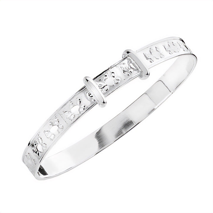 Sterling Silver Expandable Teddy Bear Baby Bangle