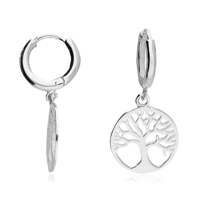 Sterling Silver Tree Of Life Hoop Earrings