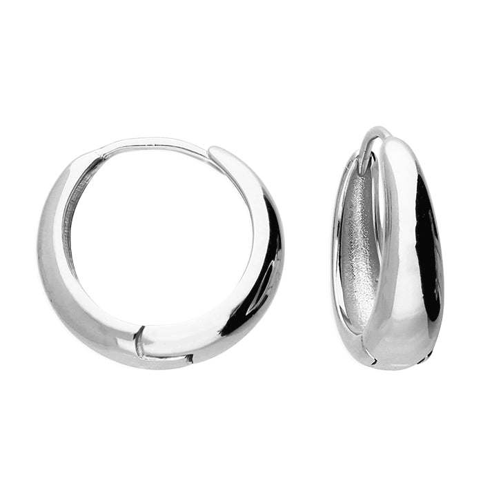 Silver Tapered Creole Hoop Earrings