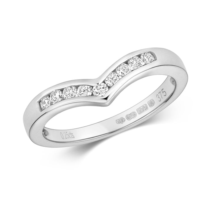 9ct White Gold 0.25ct Diamond Wishbone Ring