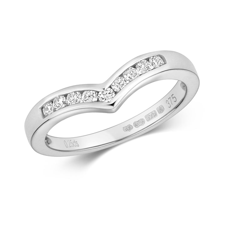 9ct White Gold 0.25ct Diamond Wishbone Ring