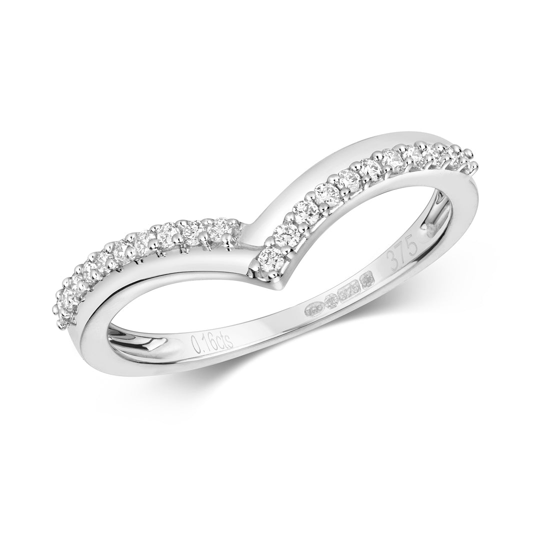 9ct White Gold Diamond Wishbone Ring