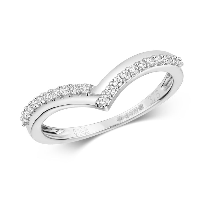 9ct White Gold Diamond Wishbone Ring