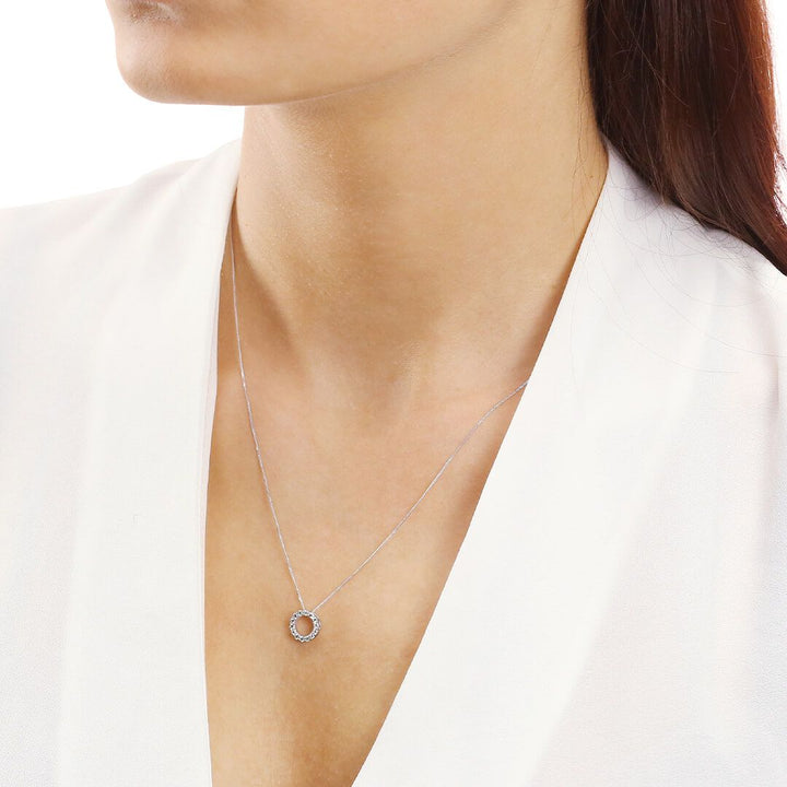 9ct White Gold Diamond Mini Circle Necklace