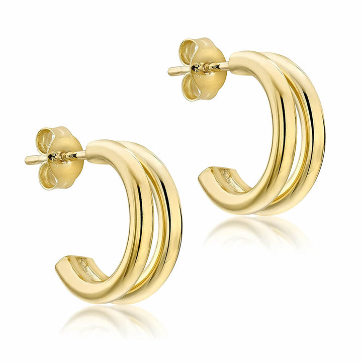 9ct Gold Illusion Double Hoop Earrings