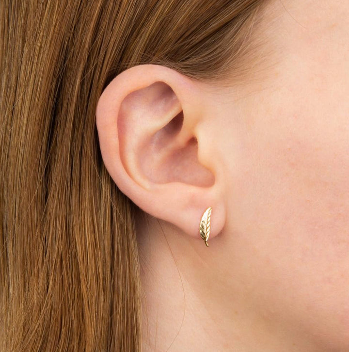 9ct Gold Feather Stud Earrings