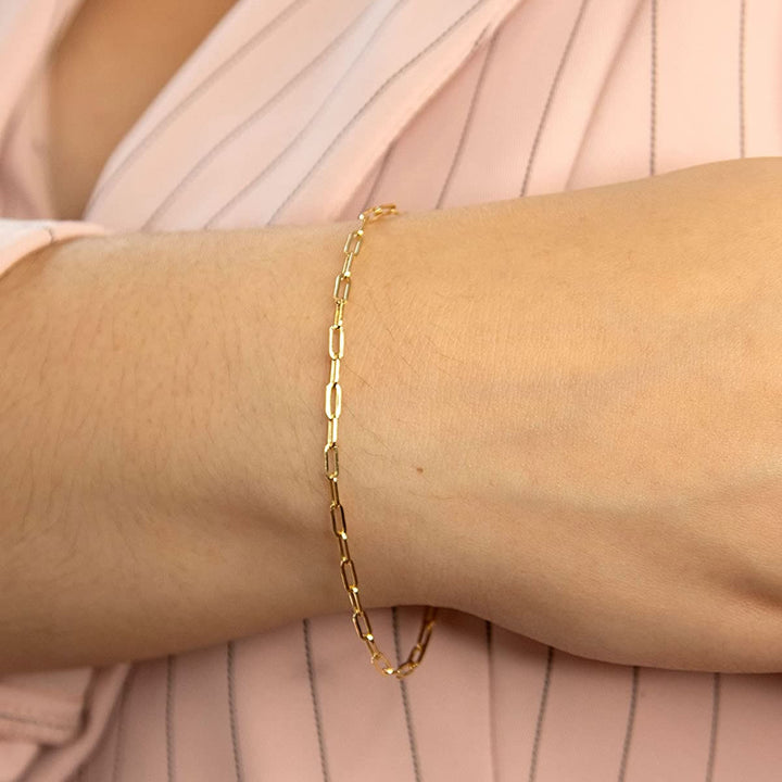9ct Gold Paperclip Oval Chain Link Bracelet