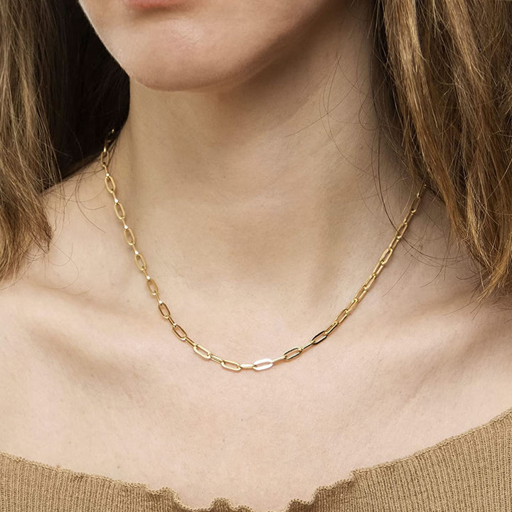 9ct Gold Oval Paperclip Link Chain