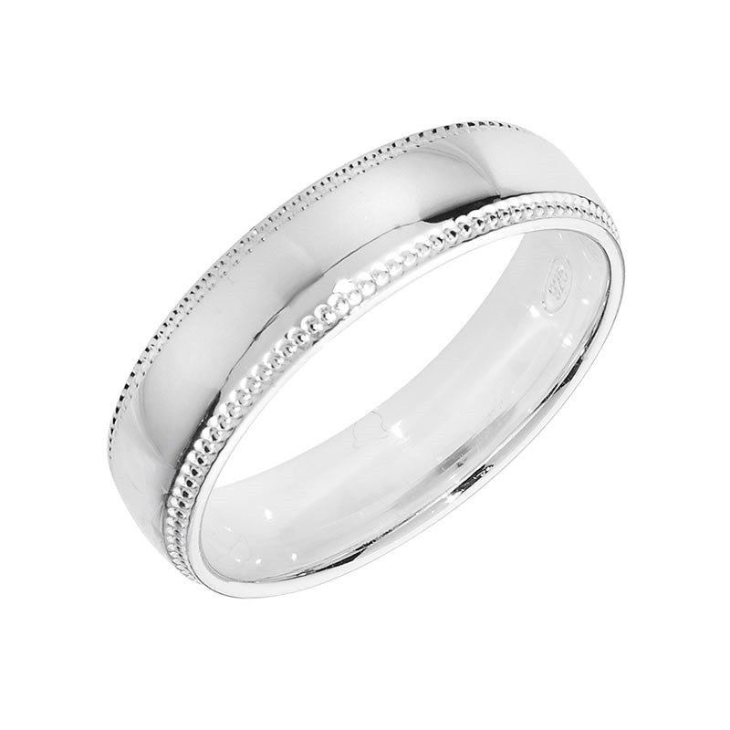 Sterling Silver Milgrain Wedding Band Ring 5mm