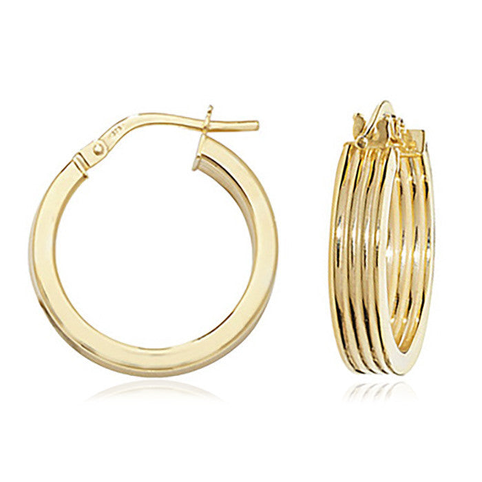 9ct Gold Ridged Hoop Earrings