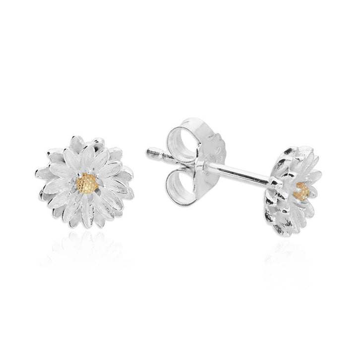 Sterling Silver September Birth Flower Aster Stud Earrings
