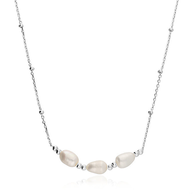 Silver Freshwater Pearl Beaded Necklace