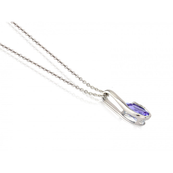 9ct White Gold Amethyst & Diamond Curve Pendant