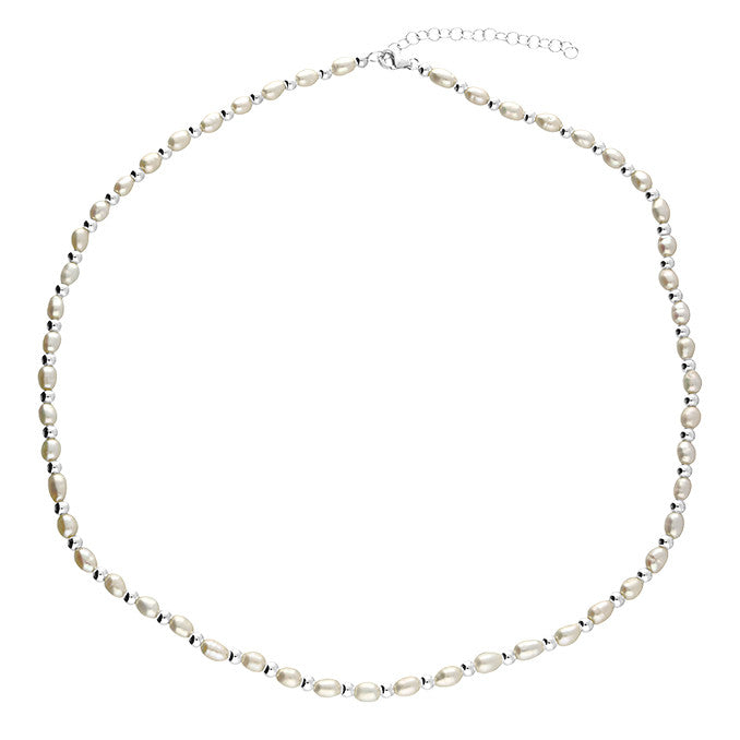 Silver Freshwater Pearl & Bead Choker Necklace