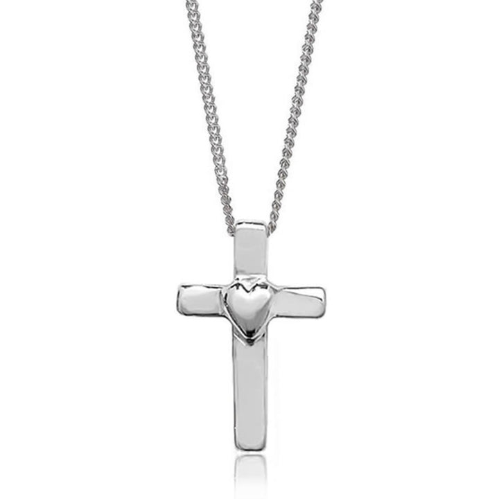 Children's Sterling Silver Heart Cross Pendant