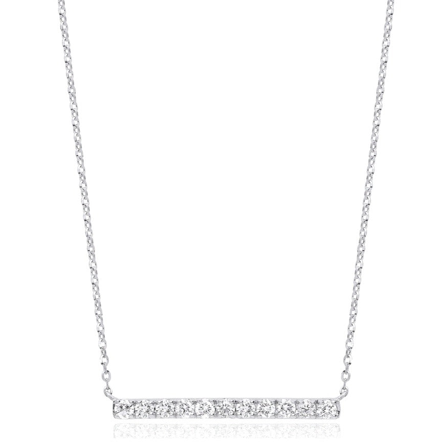 9ct White Gold Diamond Bar Necklace