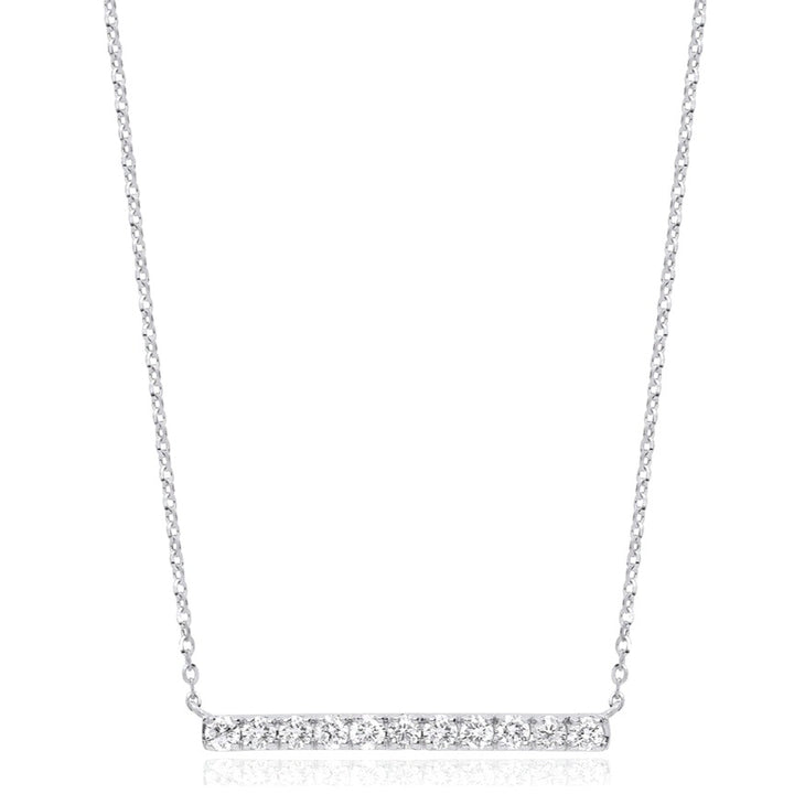 9ct White Gold Diamond Bar Necklace