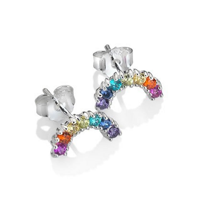 Sterling Silver Rainbow Stud Earrings
